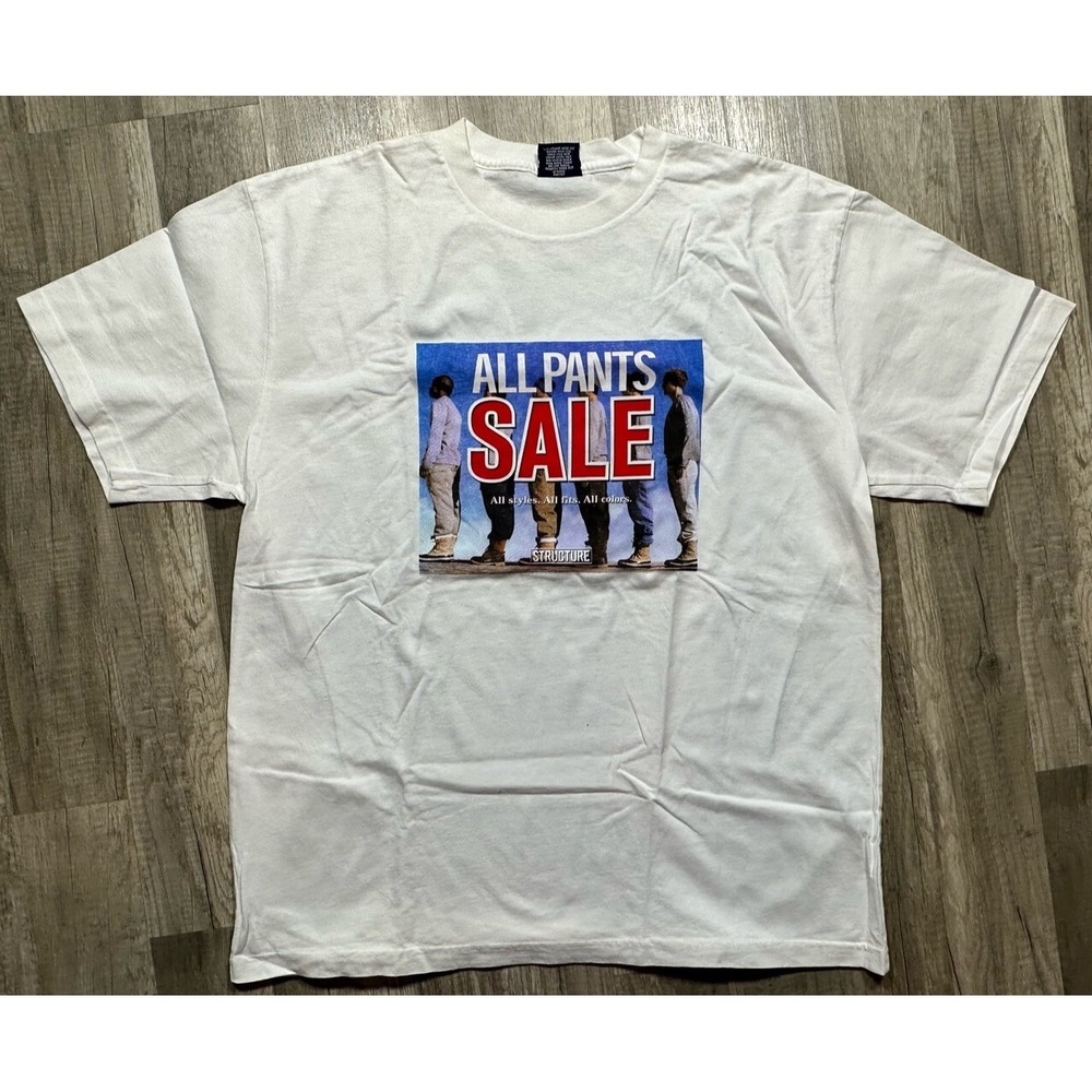Vintage 90s/Y2K Structure Short Sleeve T-Shirt Size Large Promo All Pants Sale